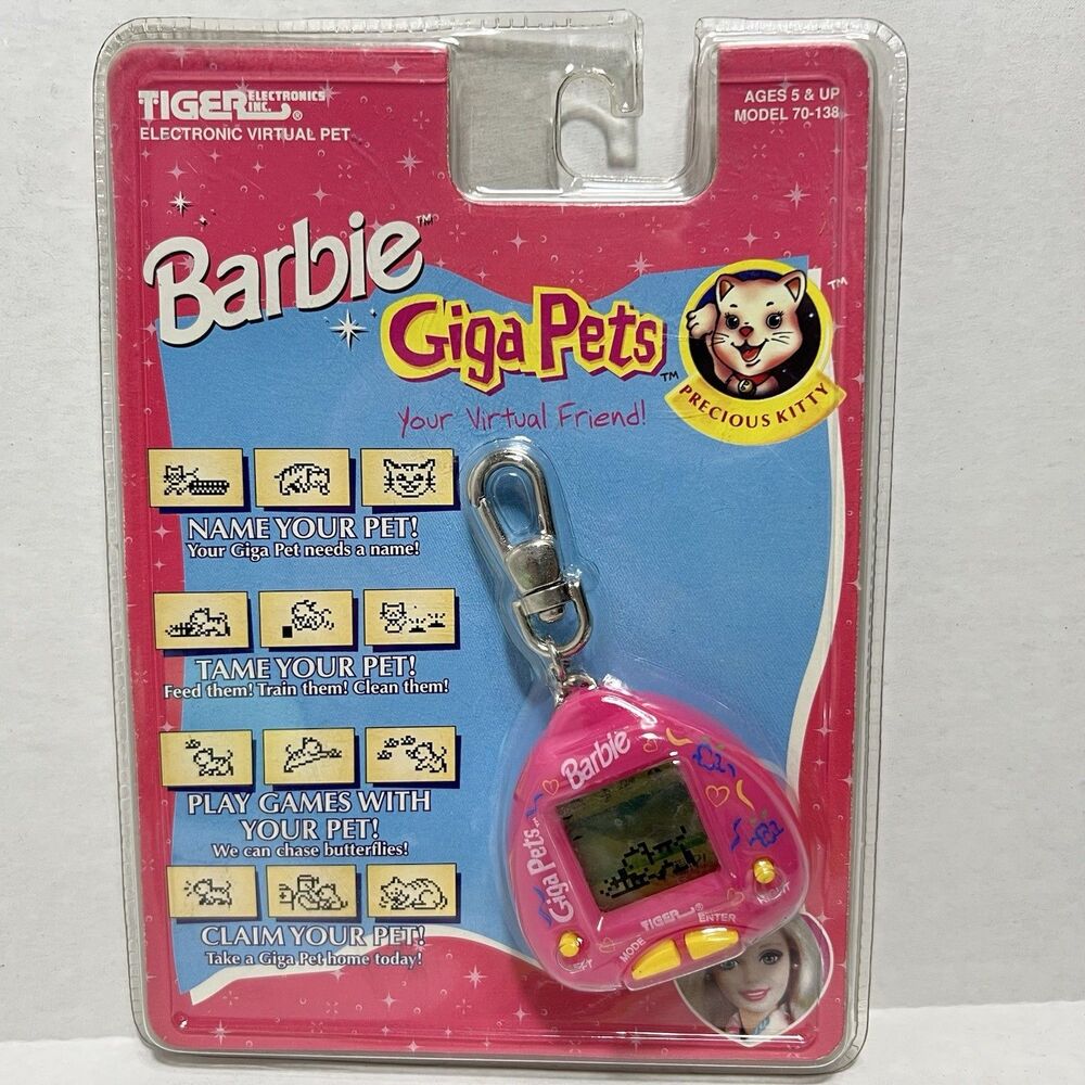 Giga Pets Barbie Precious Kitty Virtual Pet Tamagotchi 1997 Sealed Tiger